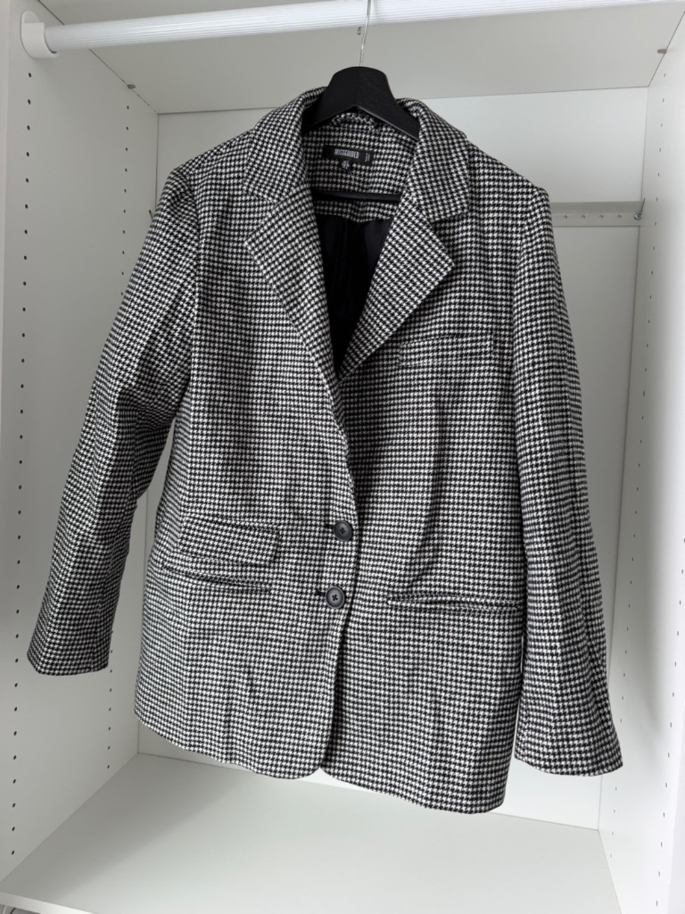 Missguided Houndstooth Blazer Jacket - Black & White